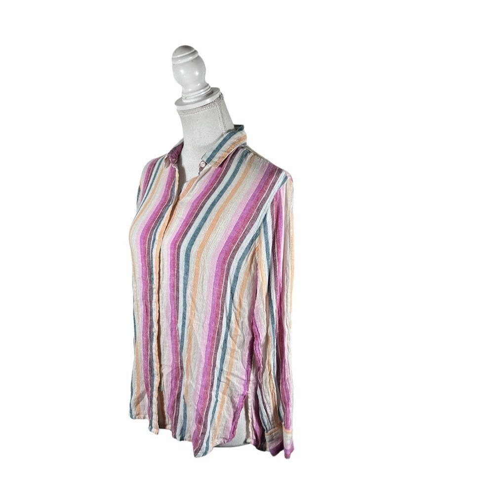 Rails Sydney Striped Button Front Linen Top - image 5